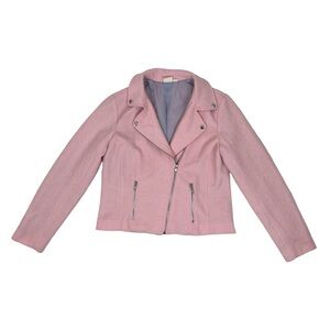 Ace Delivery Light Pink Wool Moto Asymmetric Zip Lightweight Biker Jacket Small